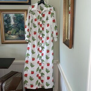Vintage White Red Lily of the Valley Floral Flower Dress M L Medium Large summer
